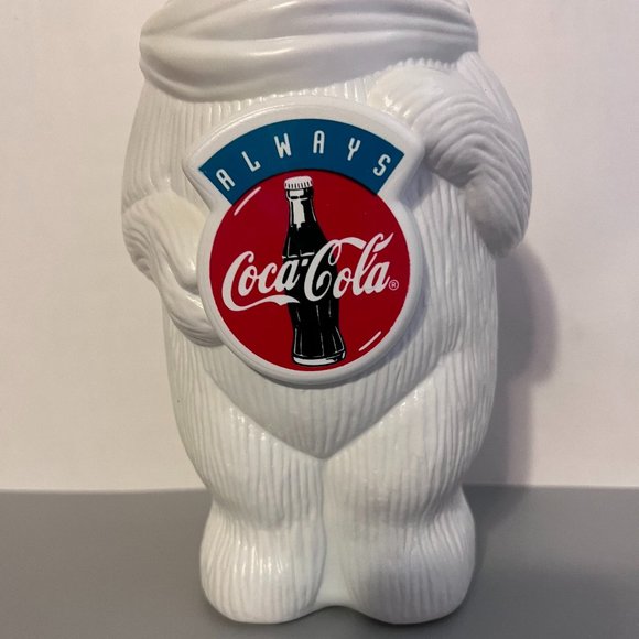 Vintage **Always Coca Cola** White Plastic Polar Bear Drinking Bottle & Straw - Picture 4 of 4